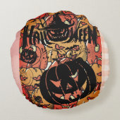 Halloween, Pumpkins Party , Black Pink,  ラウンドクッション (裏面)