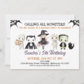 Halloween Purple Calling All Monsters Birthday 招待状 (正面)