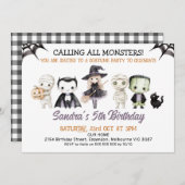 Halloween Purple Calling All Monsters Birthday 招待状 (正面/裏面)