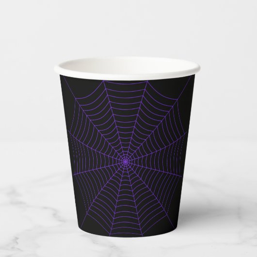 Halloween purple Spider web black 紙コップ (正面)