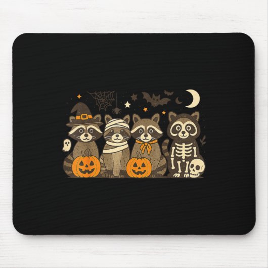 Halloween Raccoon Costumes Ghost Witch Mummy Men W マウスパッド (正面)