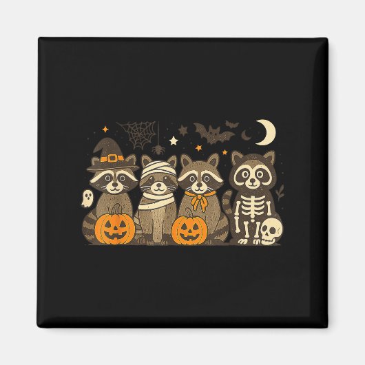 Halloween Raccoon Costumes Ghost Witch Mummy Men W マグネット (正面)
