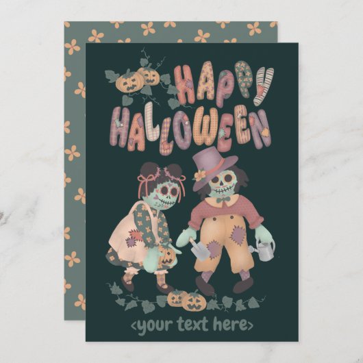 Halloween Rag Doll Zombies (2) - Greeting Card シーズンカード (正面/裏面)
