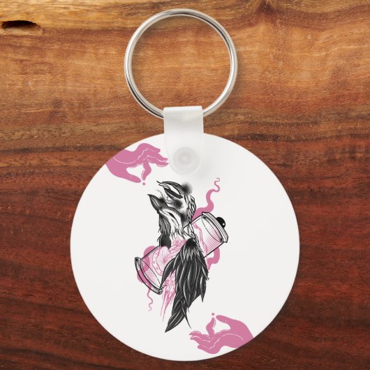 Halloween Raven Circle Keychain Potion Bottle キーホルダー (正面)