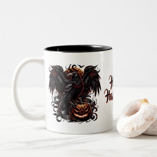 Halloween Raven Coffee Mug ツートーンマグカップ (ドーナツ)