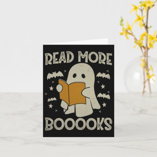 Halloween Read More Books Funny Ghost Reading Book カード (黄色い花)