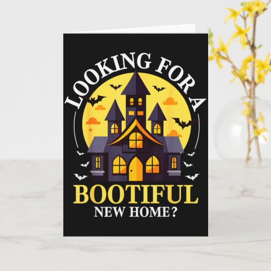 Halloween Real Estate Agent Funny Realtor Bootiful カード (黄色い花)