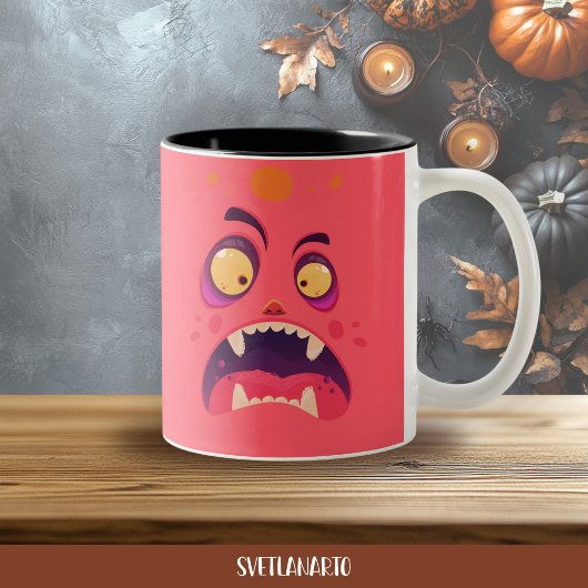 Halloween Red Shocked Monster Coffee Mug ツートーンマグカップ