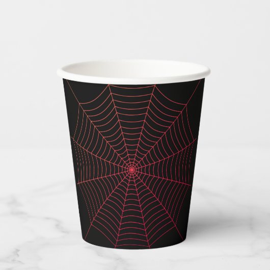 Halloween red Spider web black 紙コップ (正面)