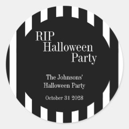 Halloween RIP Black and White Stripe Party ラウンドシール