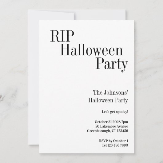 Halloween RIP Party Black and White 招待状 (正面)