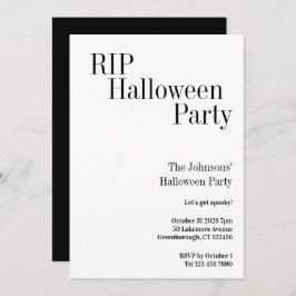 Halloween RIP Party Black and White 招待状