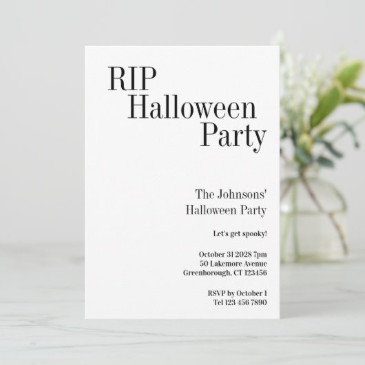 Halloween RIP Party Black and White Check 招待状 (スタンド正面)