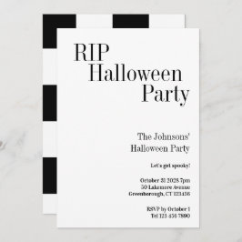 Halloween RIP Party Black and White Check 招待状