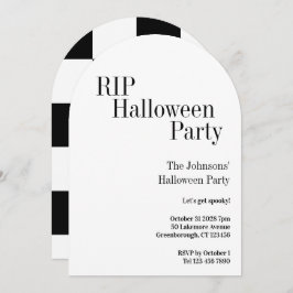 Halloween RIP Party Black and White Check 招待状