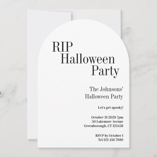 Halloween RIP Party Black and White Check 招待状 (正面)