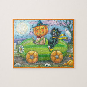 HALLOWEEN ROAD TRIP, JACK AND BLACK CAT FRIENDS ジグソーパズル