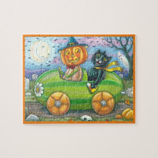 HALLOWEEN ROAD TRIP, JACK AND BLACK CAT FRIENDS ジグソーパズル (横)
