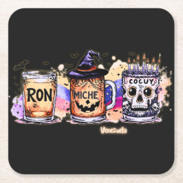 Halloween Ron, Miche y Cocuy – Humor Venezolano スクエアペーパーコースター