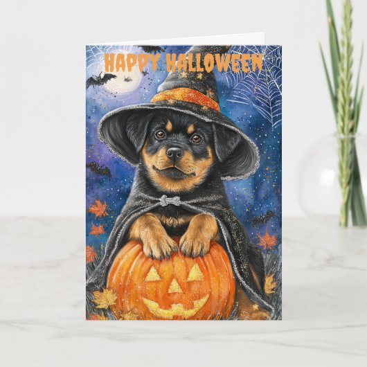Halloween Rottweiler Dog シーズンカード (正面)