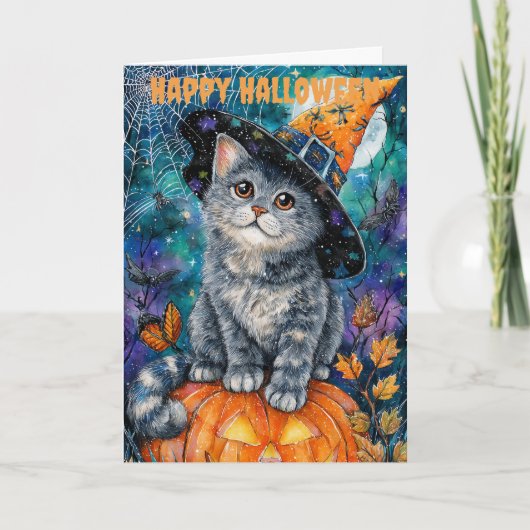 Halloween Russian Blue Cat シーズンカード (正面)