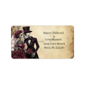 Halloween Rustic Gothic Skeleton Address Label ラベル (正面)