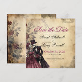 Halloween Rustic Gothic Skeleton Save the Date  招待状 (正面/裏面)