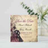 Halloween Rustic Gothic Skeleton Save the Date  招待状 (スタンド正面)