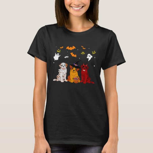 Halloween saint bernard Dogs  Mummy Witch Demon Tシャツ (正面)