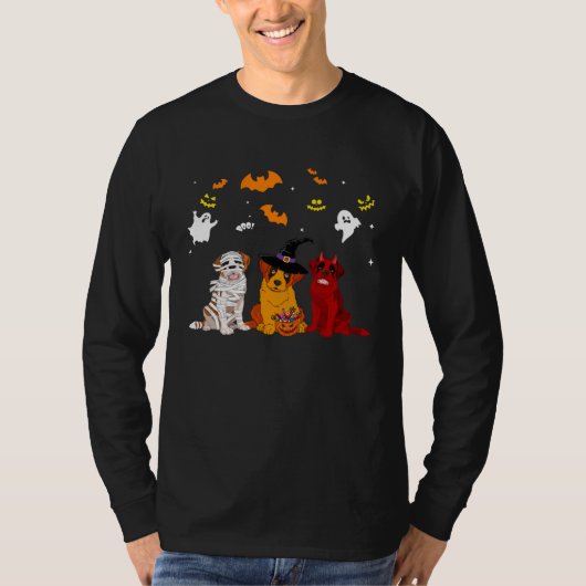 Halloween saint bernard Dogs Mummy Witch Demon Tシャツ (正面)