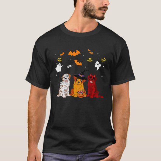 Halloween saint bernard Dogs  Mummy Witch Demon Tシャツ (正面)