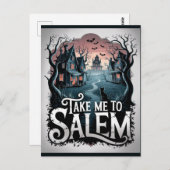 Halloween Salem Massachusetts Witch Lover Spooky ポストカード (正面/裏面)