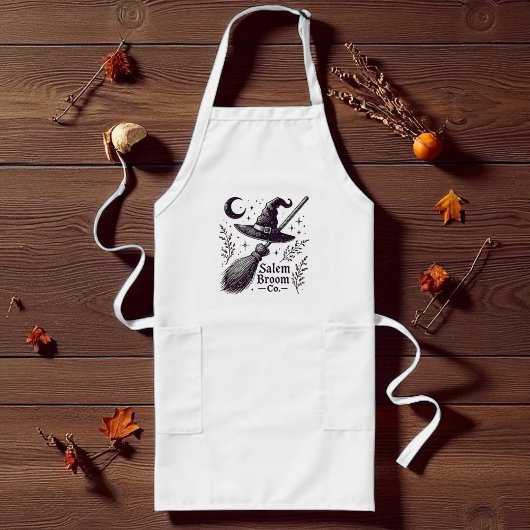 Halloween Salem Witch Broomstick ロングエプロン