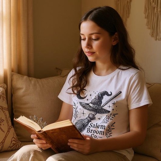 Halloween Salem Witch Broomstick Tシャツ