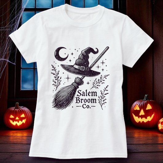Halloween Salem Witch Broomstick Tシャツ