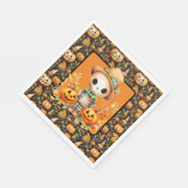 Halloween Scarecrow With Jack O Lanterns スタンダードランチョンナプキン (角)