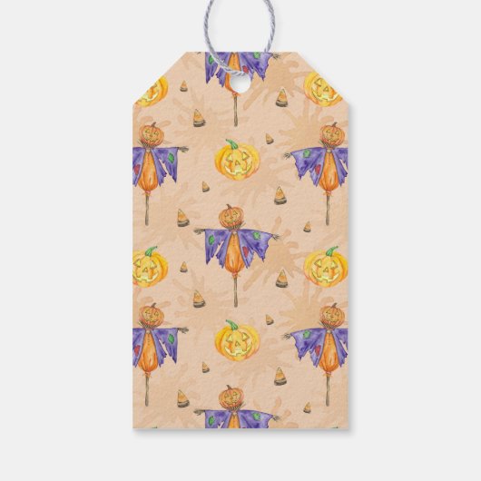 Halloween Scarecrow with Pumpkin ギフトタグ (裏面)