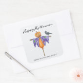 Halloween Scarecrow with Pumpkin スクエアシール (封筒)