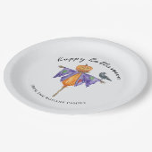 Halloween Scarecrow with Pumpkin ペーパープレート (アングル)