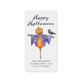 Halloween Scarecrow with Pumpkin ラベル