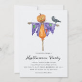 Halloween Scarecrow with Pumpkin Party 招待状 (正面)