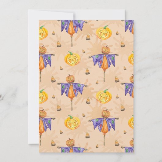 Halloween Scarecrow with Pumpkin Party 招待状 (裏面)