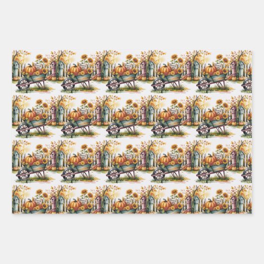Halloween Scarecrows, Kitty Witch, Fall Harvest,   ラッピングペーパーシート (正面)