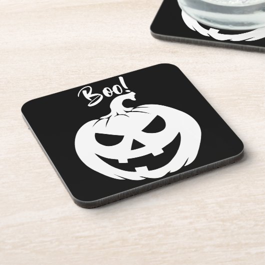 Halloween Scary Face Jack-O-Lantern Custom  コースター (左側)