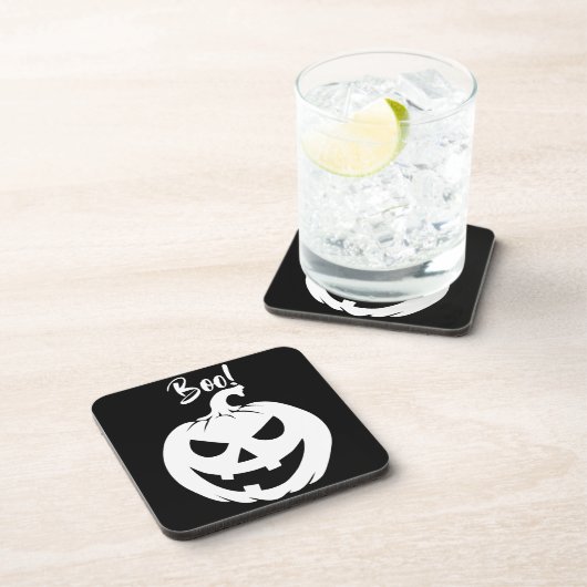 Halloween Scary Face Jack-O-Lantern Custom  コースター (右側)