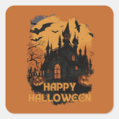 Halloween-Schloss unter Mondlicht スクエアシール (正面)