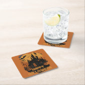 Halloween-Schloss unter Mondlicht スクエアペーパーコースター (インサイチュ)