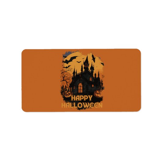 Halloween-Schloss unter Mondlicht ラベル (正面)