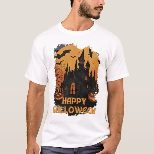 Halloween-Schloss unter Mondlicht Tシャツ (正面)