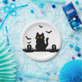 Halloween Schwarze Katze Pappteller ペーパープレート (パーティー)